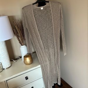 Wild Pearl Long taupe light weight cardigan duster XS